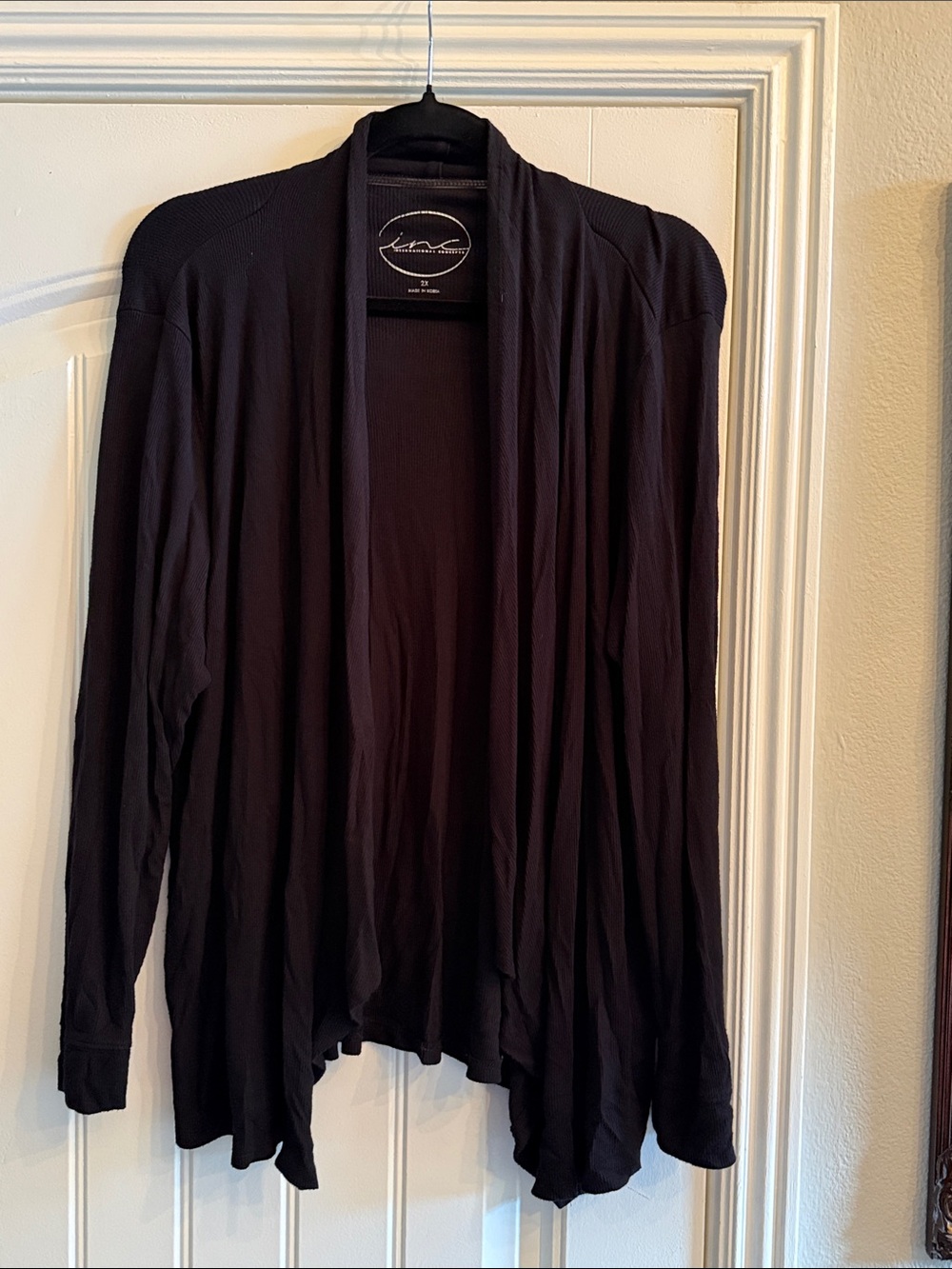 INK Black Lightweight Open-Front Draped Cardigan